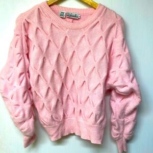 Intricate knit Angora/Lambswool/Nylon Light Pink Sweater